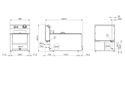 Mått fritös FE-30-ELT
